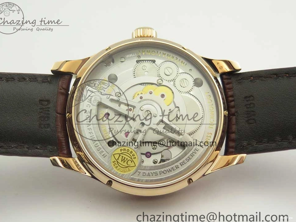 MIROTIME 0501 Portuguese Tourbillon IW5463 RG ZF Best Edition White Dial on Brown Leather Strap Stylish 7174